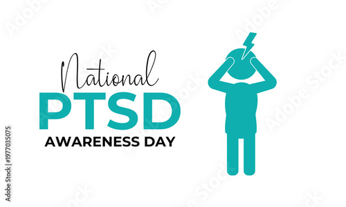 National PTSD Awareness Day highlights mental health education and support for Post-Traumatic Stress Disorder through impactful healthcare awareness design.