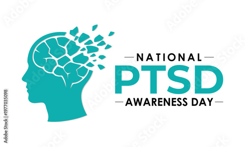 National PTSD Awareness Day highlights mental health education and support for Post-Traumatic Stress Disorder through impactful healthcare awareness design.