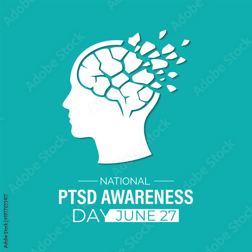 National PTSD Awareness Day highlights mental health education and support for Post-Traumatic Stress Disorder through impactful healthcare awareness design.