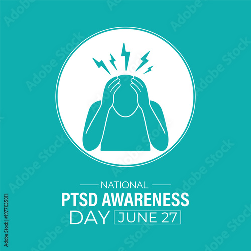 National PTSD Awareness Day highlights mental health education and support for Post-Traumatic Stress Disorder through impactful healthcare awareness design.