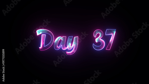 Day 37 glowing neon text on black background effect thirty seven motion graphics title card alphabet typography