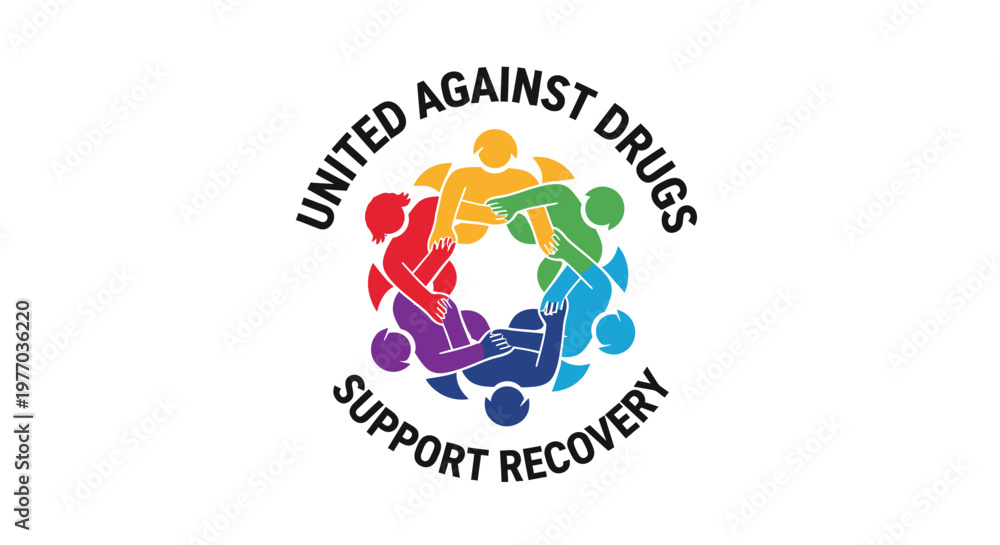 Fototapeta premium United Against Drugs Support Recovery Logo Illustration