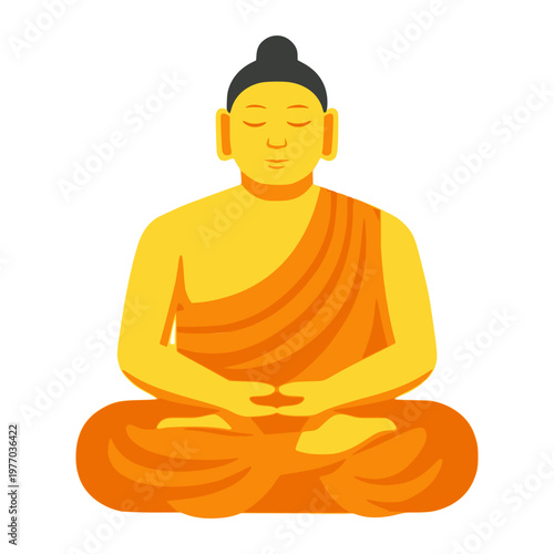 buddha landmark statue religion symbol spiritual flat color vector illustration template design
