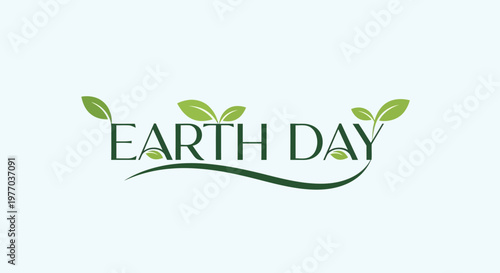 Earth Day logo with green leaves.