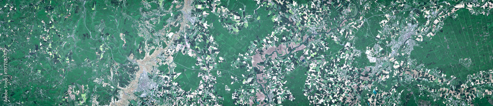 Fototapeta premium Europe, France, Dijon Burgundy Farmland on open data satellite data