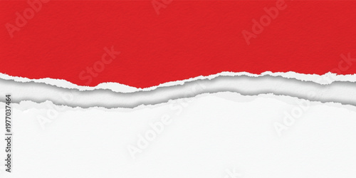Red Torn Paper Background with Ripped Edge Texture and White Layer for Creative Design, Poster Layout, Banner Template, and Modern Abstract Composition