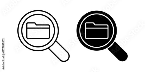 Magnifying Glass With Folder Symbol File Search Directory Management Data Organization Concept