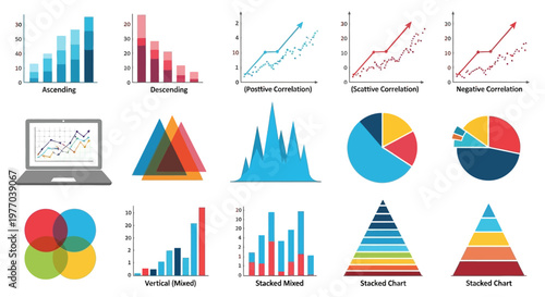 Comprehensive Collection of Business Data Visualization Charts and Graphs for Analytics, Reporting, and Statistical Presentations – Vector Infographics
