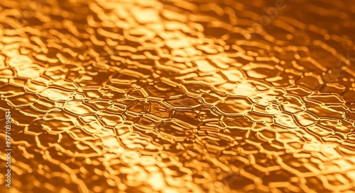 Abstract Golden Texture with Detailed Cellular Pattern and Warm Lighting.