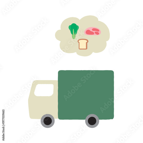 食材宅配トラックイラスト