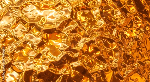 Abstract Golden Texture with Light Reflections and Organic Shapes.