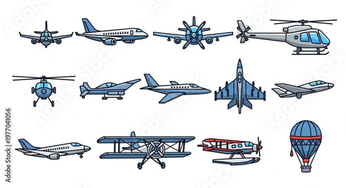 Collection of various aircraft and flying vehicles.