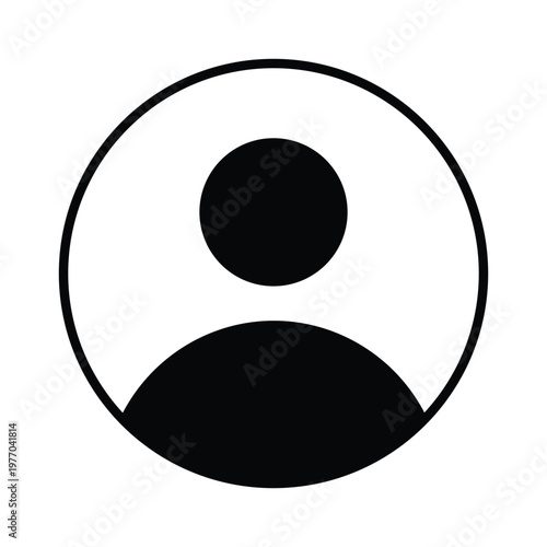 A simple black and white graphic depicts a circular design featuring a human profile a minimalist representation silhouette high quality professional detailed modern