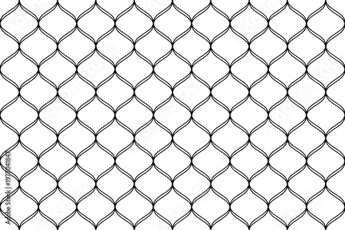 A close-up view of a metal chain link fence pattern