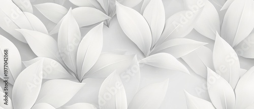 Elegant and Artistic Abstract Background Featuring White Paper and Fresh Pastel Foliage Blooms