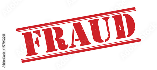A bold red stamp declares the word fraud with strong visual impact conveying a sense of warning and deception silhouette high quality professional