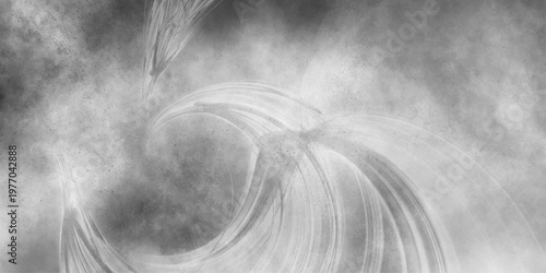 Abstract white and gray isolated cloud cumulus clouds. Gray aquarelle painted realistic fog or mist smoky textured canvas design. White and ash messy wall stucco texture background.	
