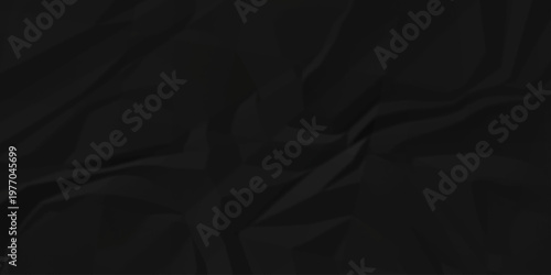 Crumple crushed black paper obsolete rumple craft design. wrinkle ripped creased crumple aged closeup recycled document grunge paper background.