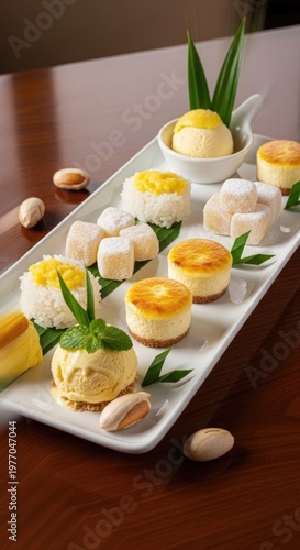 Delicious Dessert Platter with Pistachios and Mint.