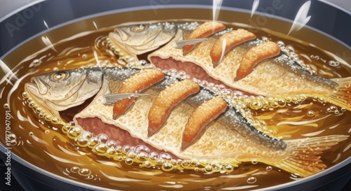 Delicious Fried Fish in a Pan.