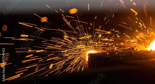 Fiery Sparks of Welding - Industrial Process.