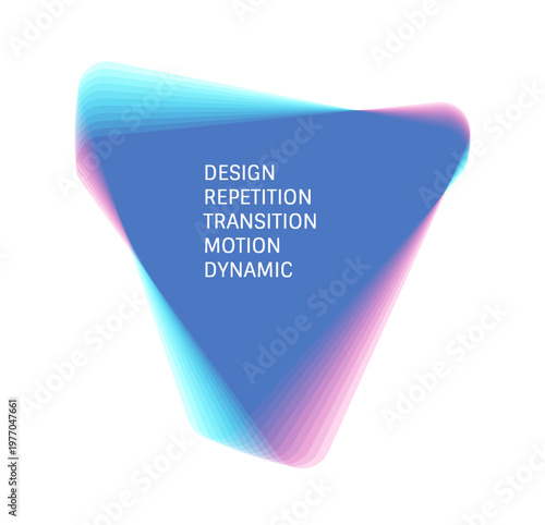 A geometric triangular figure. Offset and layering. A translucent element. 3D vector illustration for brochure, poster, cover, card, presentation, flyer or banner.