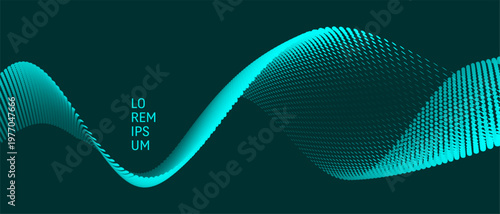 3D wave formed by multiple circles. Dynamic effect. Abstract background. Big data. Cover design template. Illustration for brochure, poster, card, presentation, flyer or banner.