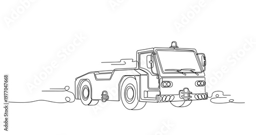 Tow truck viewed from front on road with low angle. No editable stroke