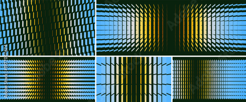 An image of multiple rectangular and square shapes with transition effects. Dynamic gradient background. Cover design template. Vector for brochure, poster, cover, card, presentation, flyer or banner.