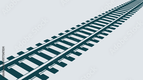 A pair of railroad tracks stretching into the distance on a plain background