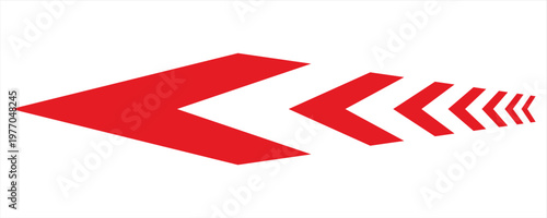 Arrow red chevron symbol. Warning striped arrow. Safety type.Isolated on white background. Vector  illustration