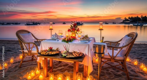 Romantic Beach Dinner at Sunset.