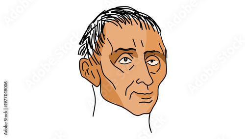 Montesquieu portrait, flat vector illustration