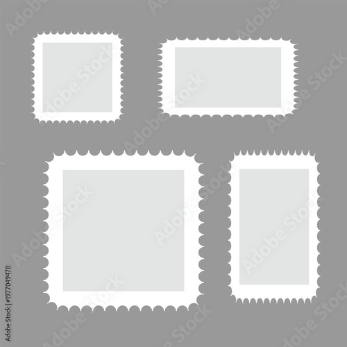 Blank Stamps: Collection of diverse blank stamps, showcasing intricate perforation detail, ready to be adorned with images, perfect for design and crafting.