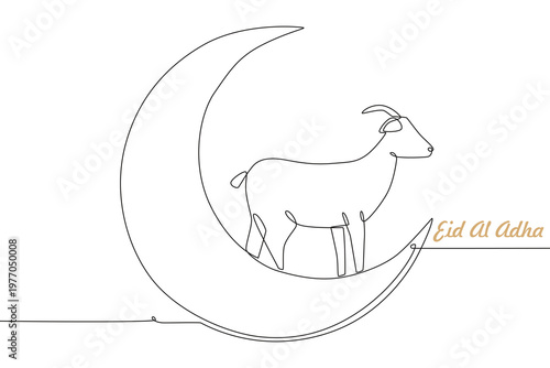 Eid al adha concept one-line drawing
