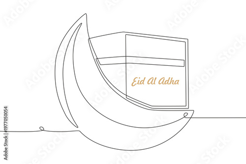 Eid al adha concept one-line drawing