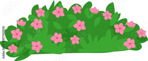 Pink blossom hedge floral garden clipart