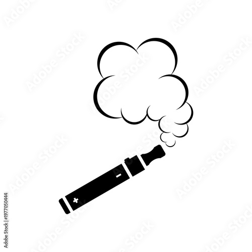 Electronic Cigarette Black Silhouette icon isolated on white background