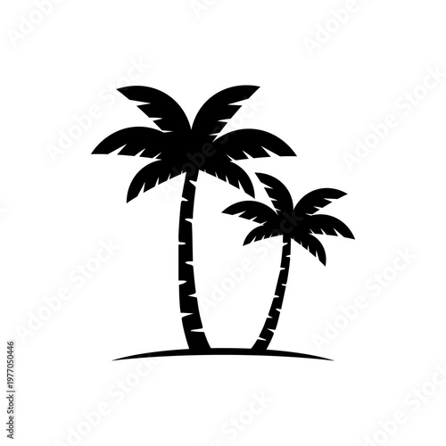 Silhouette palm tree icon isolated on white background