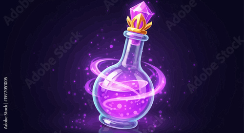 Magical Potion Bottle with Swirling Energy, Fantasy Elixir, Mystical Liquid