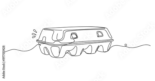 Minimalist continuous line drawing of egg carton design. Non editable stroke