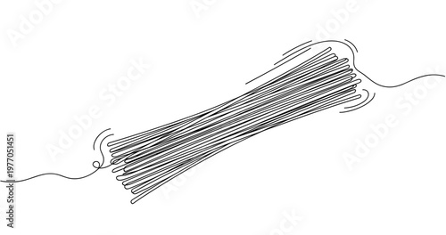 Abstract continuous line art of a bundle of fiber optic cables on white background. Non editable stroke