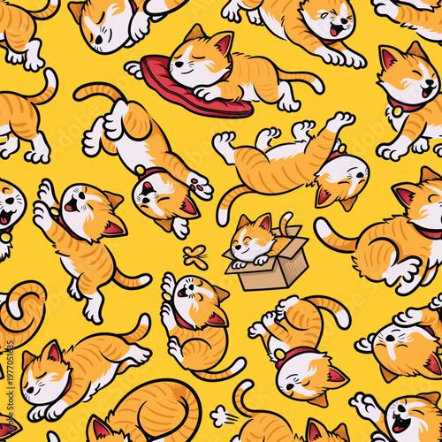 Playful Cartoon Cats Pattern Background