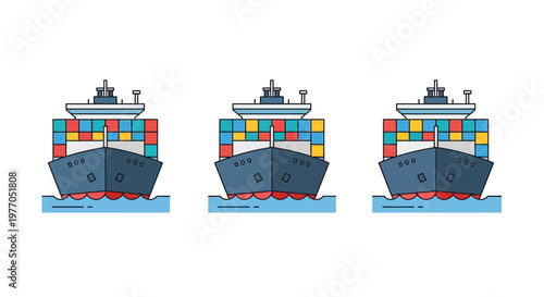 Cargo Ships Sailing On Ocean With Colorful Containers For Logistics Concepts