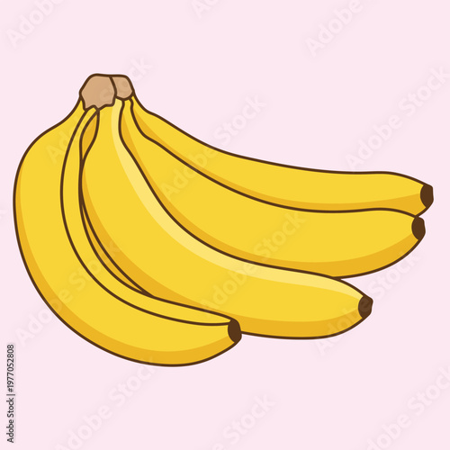 Bunch of Ripe Yellow Bananas in Flat Design Style vector illustration