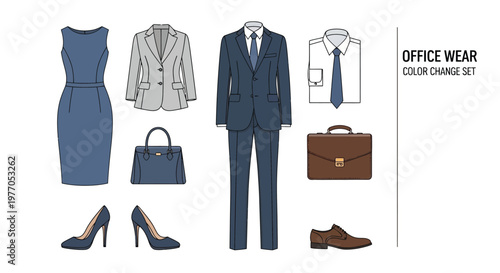 Office Wear Color Change Set With Business Attire For Fashion And Professional Concepts