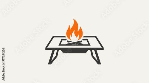 Modern Fire Pit With Flames Icon