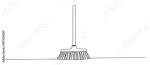 broom cleaning tool line icon vector illustration