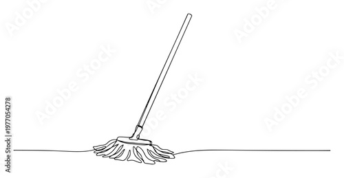 string mop cleaning tool line icon vector illustration