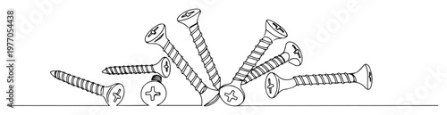 scattered screws line icon vector illustration